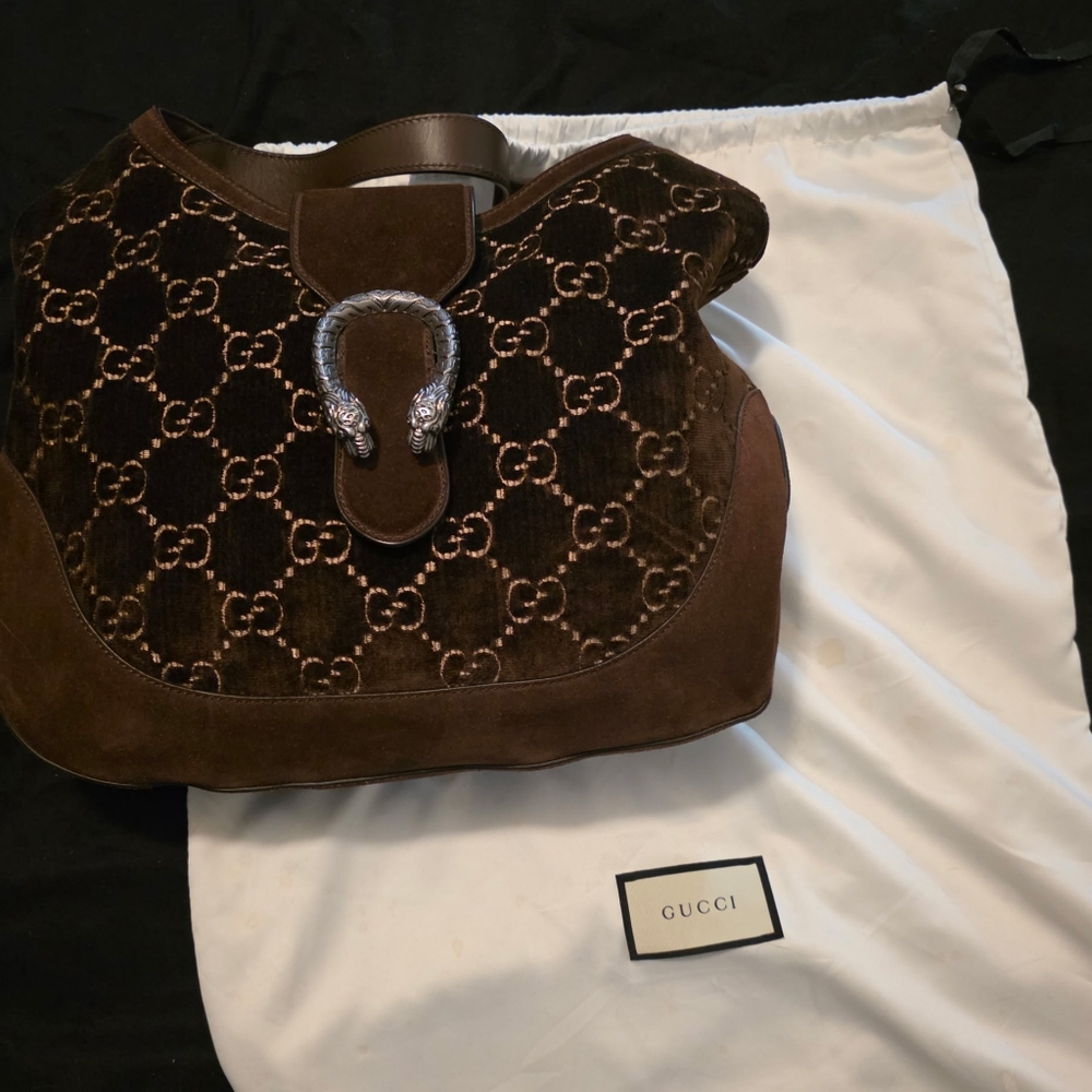 Gucci Brown Shoulder Bag with Gold Hardware